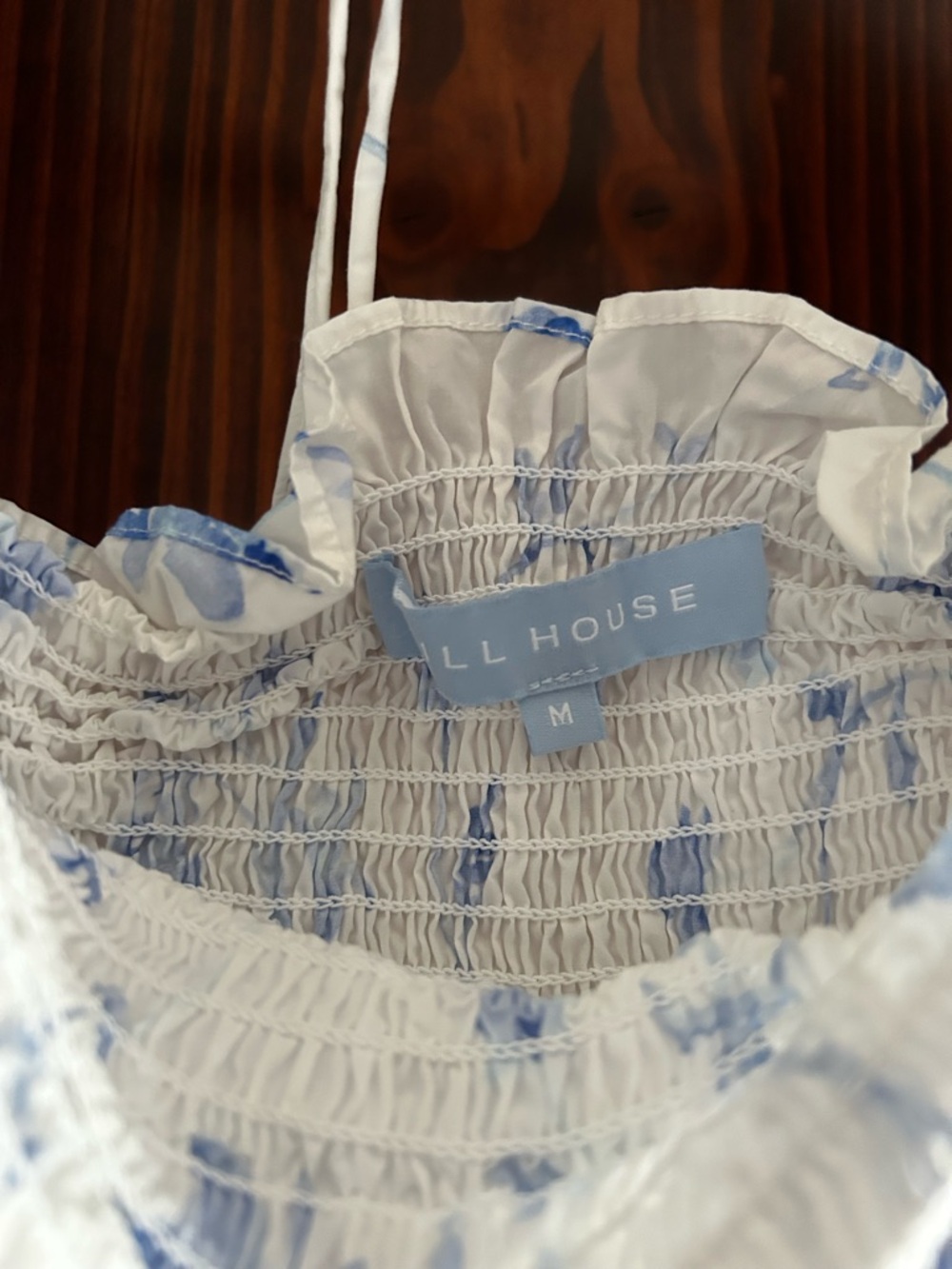 Hill House White Midi Dress with Blue Floral Print - Picture 3 of 3